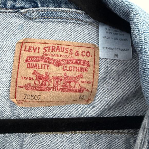 Vintage Levis Denim Trucker Jacket Medium 70507 Type 3 III Blue Jean 90s - Picture 9 of 11